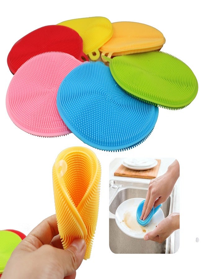AUSAYE Silicone Sponge (7 Pack) Dish Washing Scrubber Non Stick Cleaning Sponge Food-Grade Better Sponge Dishwasher-Safe Dish Brush Kitchen Scrubber - Image 1